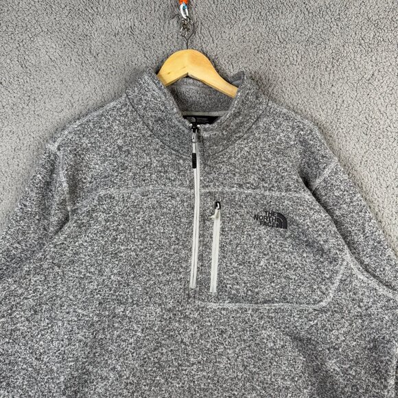 The North Face Sweater Mens XXL 1/4 Zip Pullover Gray Fleece Lined High Neck - Picture 2 of 15